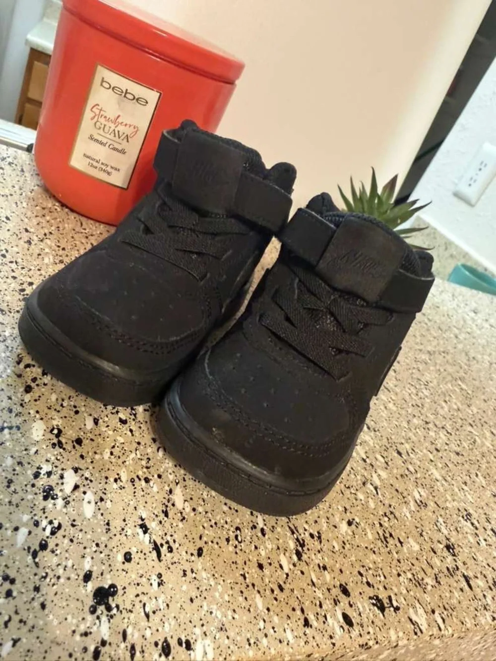 Nike Kids Black High-Top Sneakers with Strap